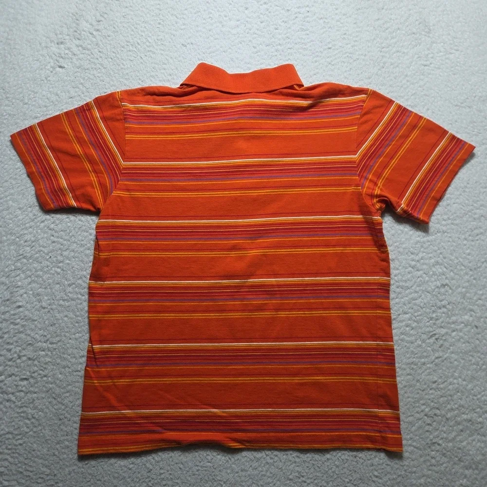 Y2K Nike Polo Mens Medium Short Sleeve Yellow Swoosh Orange Striped